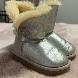UGG Silver Baby Boots with Cream Shearling